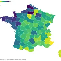 Carte de France avec le nombre d'immatriculations tracteur par département