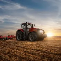 Tracteur Case IH Magnum avec un déchaumeur à dents Horsch