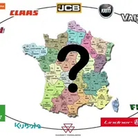 Carte de France avec les marques de tracteurs agricoles