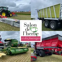 Faucheuse Kuhn GMD 15030, remorque à ensilage Fliegl Cugo, faucheuse Krone et épandeur de fumier Unia