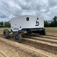 Robot de désherbage mécanique Maverick d’Odd.Bot dans un champ de carottes dans la Manche