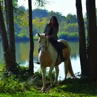 Julie Huguenot, pratique la médiation animale au sein du centre équestre Equ’yz Nature, à Yzeure