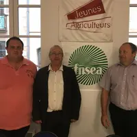 Geoffrey Rivaux, président des JA, Gilles Cabart, président de la FNSEA 03 et Patrice Bonnin, président de la Chambre d’agriculture 
de l’Allier.