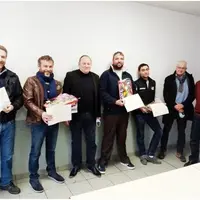 De gauche à droite : Emmanuel Duzellier, Gauthier David, Patrice Bonnin (Président de la Chambre d’agriculture de l’Allier), Ludovic Cornil, Olivier N