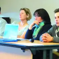 Participaient à la table ronde : Patrice Peyrissac, Isabelle Plassais, Sonia Rougier et Yoann Martinais. Ce jeune étudiant en BTS ACSE à Marmilhat a f