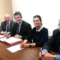 Jean-Marc Boyer entouré de Philippe Jusserand, Nathalie
Huck-Frolier et Roger Garde, vice-président du Parc.