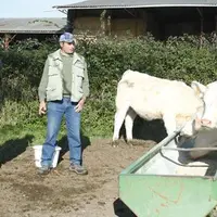 Sylvain Heurtier et Pierre Blacher auprès de futures reproductrices.