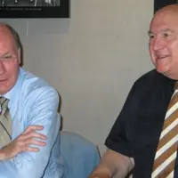 Jean-Luc Dischamp, directeur général des fromageries Dischamp et Pierre Blanchier, directeur général du Glac (lors d’une conférence de presse début ju