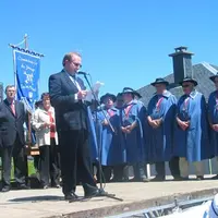Le maire de St-Genès Champespe, Gérard Vesseyre ; le député Jean-Paul Bacquet ; la sénatrice Michèle André ; les conseillers généraux François Marion