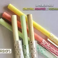 Sorbos est la première paille comestible et aromatisée du marché. Plusieurs parfums existent : Fraise, Citron, Citron vert, Gingembre, Pomme verte, Ca