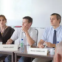 A la tribune : la Présidente Michèle Boudoin Delesvaux, le Secrétaire général Patrick Levet et le Chef du Service Economie Agricole de la DDT, Xavier