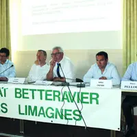 De gauche à droite : Pierre Rayé (directeur général CGB), Franck Sander (président CGB), Régis Chaucheprat (président CGB Limagnes), Julien Cautier (v
