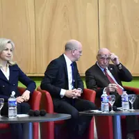 De gauche à droite : Christine Gavini-Chevet, rectrice de l’académie de Limoges, Jean-Michel Blanquer, ministre de l’Éducation nationale, et Alain Rou