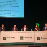 De gauche à droite : Olivier Larcher, directeur général de Groupama d'Oc, Jean-Yves Dagès, président  du groupe Groupama et de Groupama d'Oc, Marie-Fr
