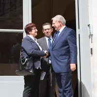 Christiane Lambert, Jérôme Despey et Jacques Mézard après leur entretien le 22 mai 2017, au ministère de l’’agriculture