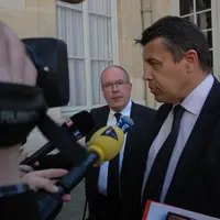 Philippe Mangin et Xavier Beulin, présidents respectifs de Coop de France et de la FNSEA à la sortie de Matignon.
