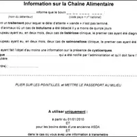 Si le bovin n'est pas muni d'une nouvelle ASDA ICA, demandez à GDS Creuse le document à compléter nécessaire. Ce document reprend le verso des nouvell