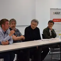 Autour de Joël Aubert, chef de la rédaction d’Aqui.fr, de multiples jeunes agriculteurs sont venus présenter leurs projets.
