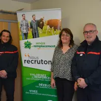 De gauche à droite : le sapeur de première classe Mathieu Bondieu, agriculteur à Peyrat-la-Nonière, Cécile Fournier, directrice du Service de Remplace