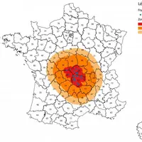 Lors de découverte d’un foyer, une zone réglementée est mise en place avec un périmètre d’interdiction (PI) de 20 km, une zone de protection (ZP) de 1