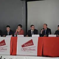 Thierry Jamot, président de la FDSEA 23, Aurélien Desforges, secrétaire général de JA23, Vincent Touzot, membre du bureau JA national, Jean-Marie Colo