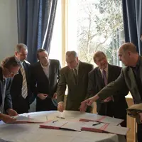 De gauche à droite : M. Cazassus, M. Tourand, directeur et président du LEGTA d’Ahun, M. Viollet président de la Chambre d’Agriculture de la Creuse, M