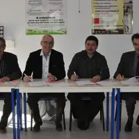 De gauche à droite : Jacques Brunet, président de Gestelia Limousin-CG23, Eric Gauthier, président directeur général de ComptaFrance, Pacal Lerousseau