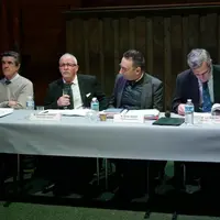 De gauche à droite : Benoît Lavigne , directeur adjoint de la DRAAF chargé de l’élevage, Dominique Graciet, président de la CRANA, Olivier Degos, dire