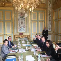 Rencontre entre le président de la République et les représentants de la FNSEA, le 11 février, en présence de Didier Guillaume, ministre de l’Agricult