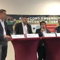 De gauche à droite : Samuel Vandaele, Jérémy Decerle, Christiane Lambert, Jérôme Despey.