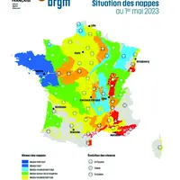 Carte des nappes d'eau en France au 1er mai 2023