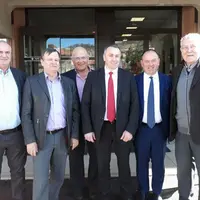 Autour de Yannick Fialip, les anciens présidents de la Chambre d’agriculture de Haute-Loire et Gilbert Guignand président de Chambre régionale jusqu’a