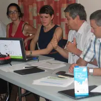 De gauche à droite : Anaïs Hidalgo, Alice Greffeuille animatrice de l’APLM, Dominique Barrau président, Yannick Fialip administrateur.