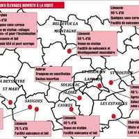 Situation géographique des élevages ouverts à la visite