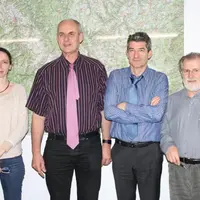 De gauche à droite : Myriam Bernard, Hubert Goglins, Jean-Pierre Goron et Bernard Meyronneinc
