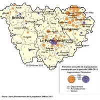 Variation annuelle moyenne de la population entre 2006 et 2011