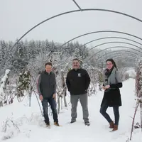 Eric pauchon, Denis Chirouze et Adeline Mialon du GIE Fruits rouges des Monts du Velay.