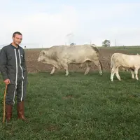 Louis Merle avec son taureau Montrésor qui défilera bientôt à Cournon.