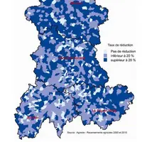 Taux de réduction d’exploitations par commune.