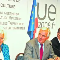 Mariann Fischer Boel commissaire européen, Michel Barnier Ministre de l'Agriculture française et Peter Gandalovic Ministre de l'Agriculture Tchèque (L