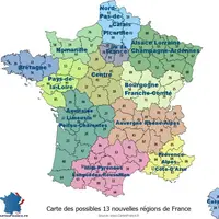Carte des possibles 13 nouvelles régions de France