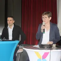 Le directeur Julien Segalen et la présidente Virginie Garnier lors de l'assemblée générale de XR Repro le 11 mars dernier.