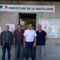 Les responsables de la FDSEA Yannick Fialip et Thierry Cubizolles et des JA Anthony Fayolle et Aymeric Soleilhac, respectivement présidents et secréta
