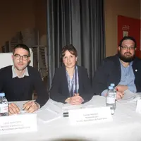 Julien Duplomb, Laurine Rousset et Jocelyn Dubost à la tribune.