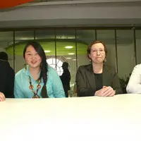 Les lauréats de gauche à droite : Bastien et Victoria Bechon, Timéa Tordai et Youssef Mahfoud.