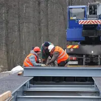 Pose d'un des trois ponts Unibridge® dans la région de Tchernihiv.
