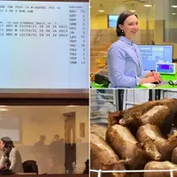 La présidente et la directrice des ventes lors du dernier marché, ce lundi, où étaient proposés des lots homogènes. 