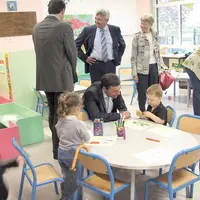 Alain Calmette à l'école de Canteloube.