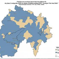 Carte de la couverture haut et très haut débit à l'horizon 2022.