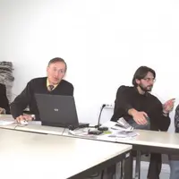 Dominique Boilon et Jean-Paul Meunier (Srise) aux côtés des responsables du pôle communication de la DDAF.